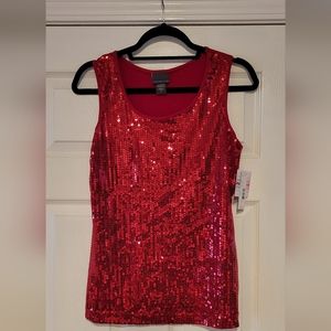 NWT Red Sequin Tank Top - Covington - Size: Small